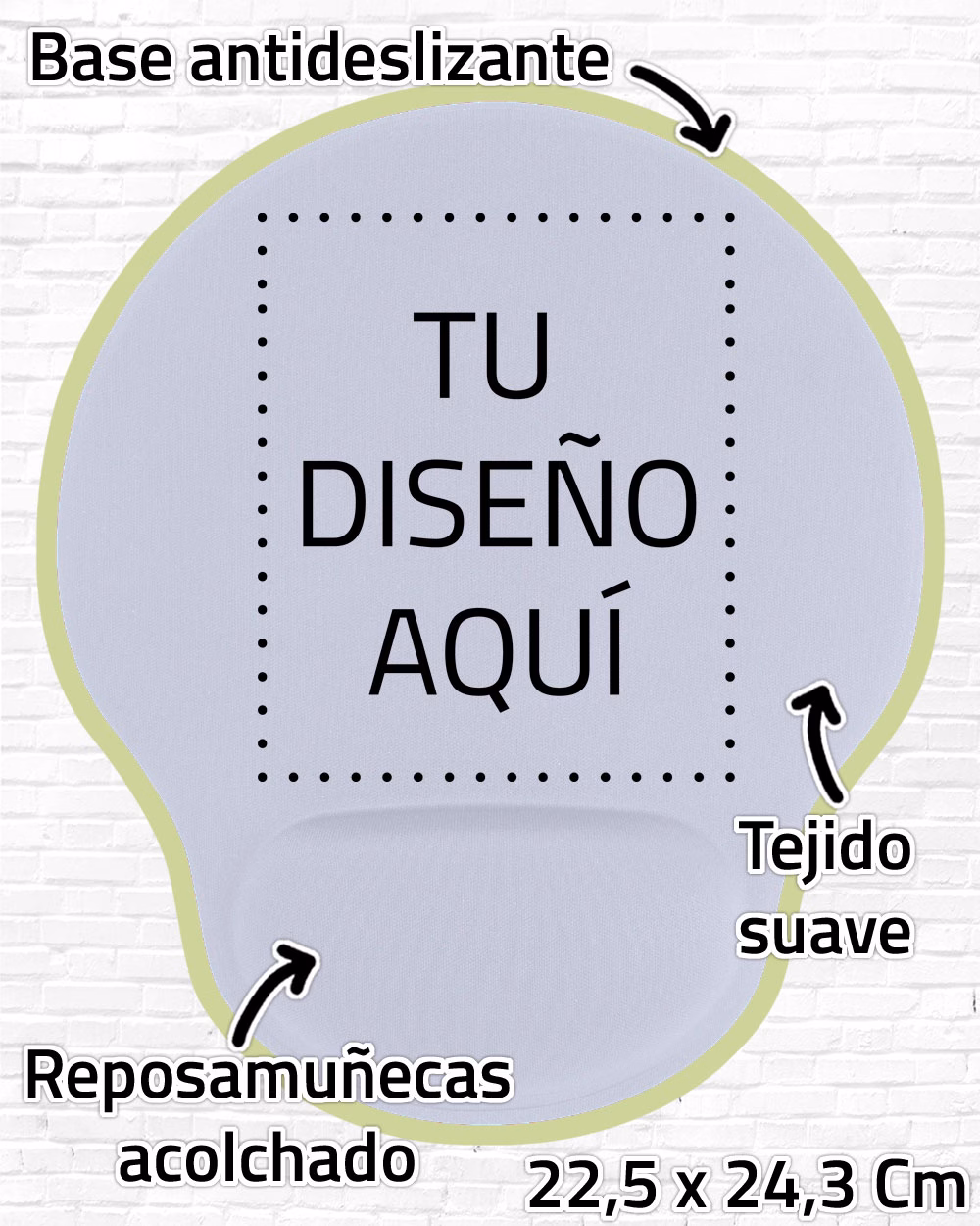 Alfombrilla para ratón con reposamuñecas 22,5 x 24,3 cm