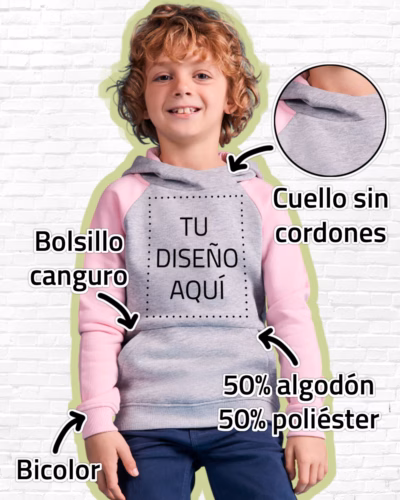 Sudadera Bicolor Con Capucha Niño