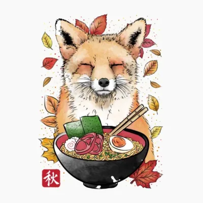 Fox, Leaves And Ramen