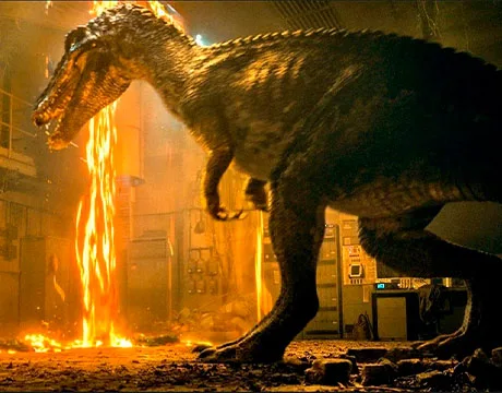 Baryonyx saliendo de un túnel