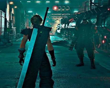 Clout Strife y Barret Wallace al principio de Final Fantasy Remake