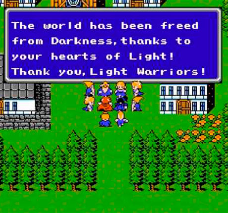 Dialogando en un pueblo en Final Fantasy II