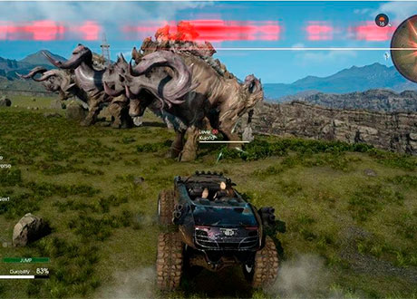 El cuarteto de protagonistas en Final Fantasy 15 viajando por el mundo con su Todoterreno