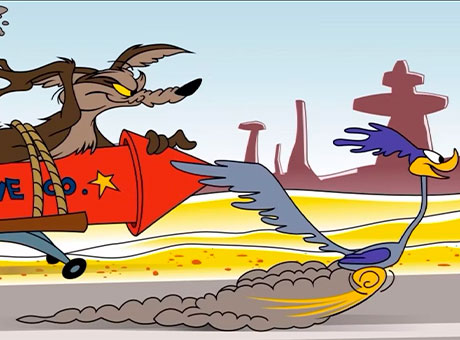 El Coyote siguiendo al Correcaminos
