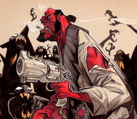 Hellboy con su arma de fuego Good Samaritan