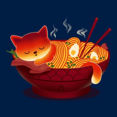Sleepy Ramen Cat