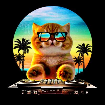 Beach party cat