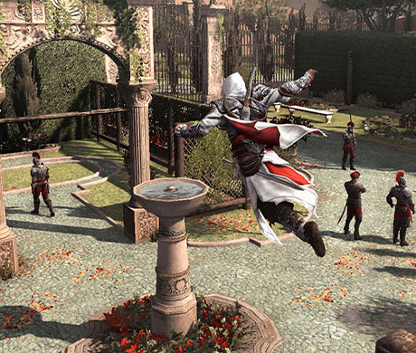 Imagen de Ezio haciendo parkour en el juego de Assassin's Creed: Brootherhood.