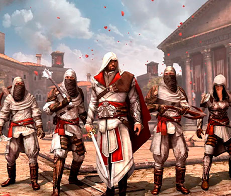 Imagen de Ezio junto a otros asesinos en el juego Assassin's Creed: Brotherhood