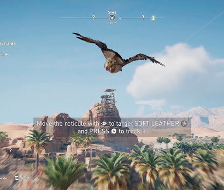 Imagen del águila Senu volando en el juego Assassin's Creed: Origins.