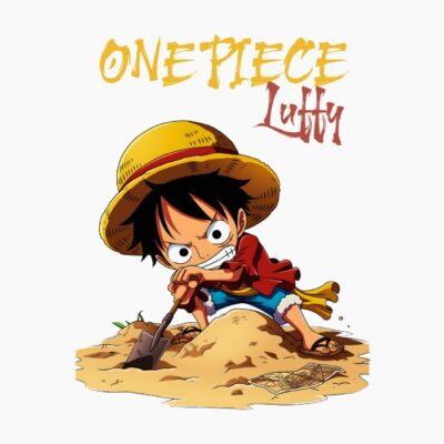 One Piece, Luffy buscando el tesoro, Cartoonish style.