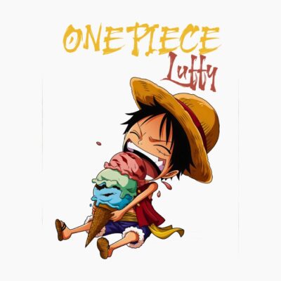 One Piece, Luffy tomandose un helado, Cartoonish style.