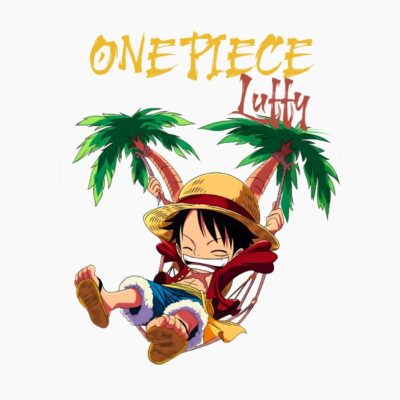 One Piece, Luffy en una hamaca de playa, Cartoonish style.
