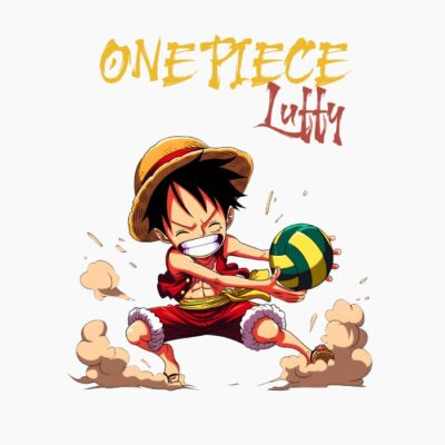 One Piece, Luffy jugando boleibol, Cartoonish style.