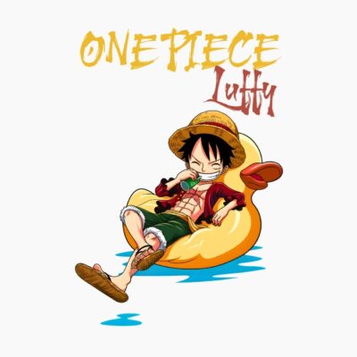 One Piece, Luffy en un flotador, Cartoonish style.