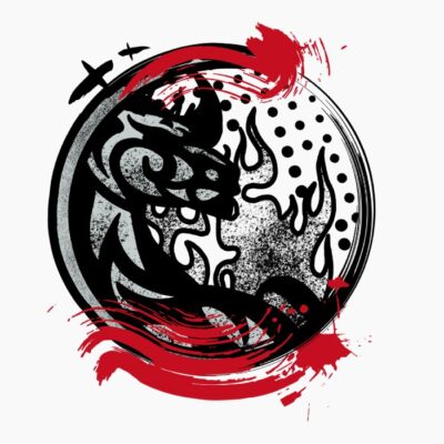 Bull Animal Trash Polka Tattoo style Illustration