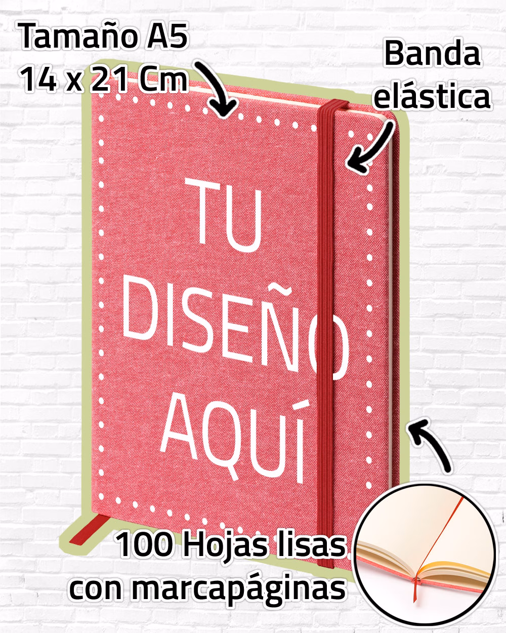 Libreta a5 tapa rígida algodón