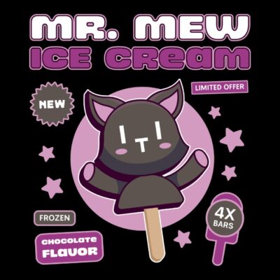 Mr Mew Ice Cream Label