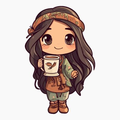 Chica Boho tomando té 001
