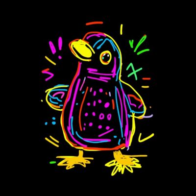 Pinguino de Neon estilo pop art vibrante