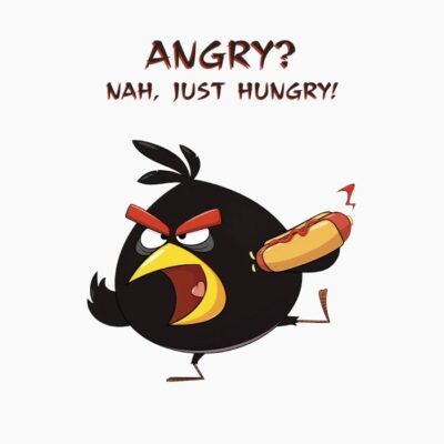 Black Negro de Angry Birds tomando un perrito caliente