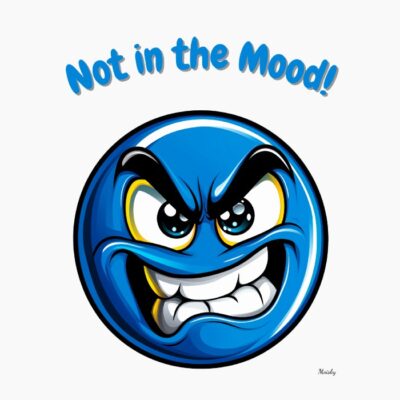Emoji Azul y Expresión Divertida de Enfado
