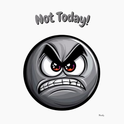 Emoji Gris y Expresión Divertida de Enfado