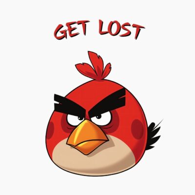 Red, angry bird rojo, diciendo que te pierdas y le dejes en paz