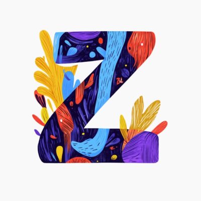 Monograma letra Z, estilo favista Matisse, colorido