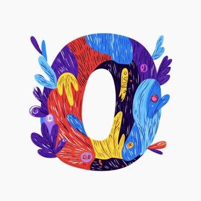 Monograma letra O, estilo favista Matisse, colorido