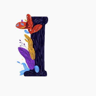 Monograma letra I, estilo favista Matisse, colorido