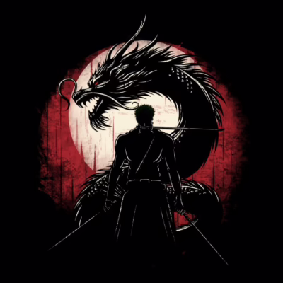 Three sword samurai dragon