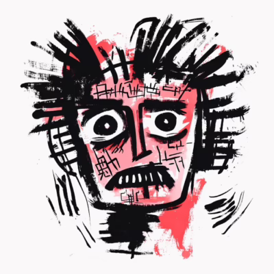 Cara abstracta rosa y negra grafiti moderno colorido estilo basquiat