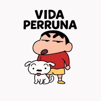 shin chan con nevado dando un paseo