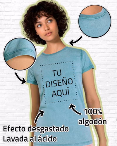 Camiseta Lavada al Ácido Mujer