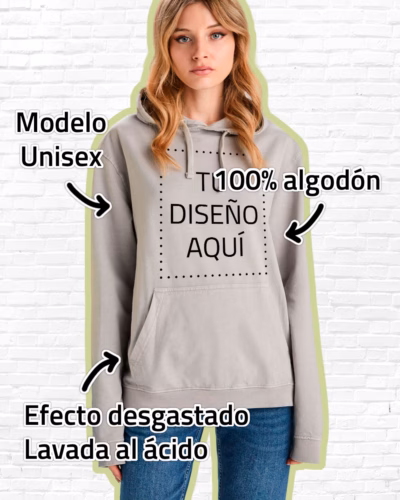 Sudadera Con Capucha Lavada al Ácido Unisex