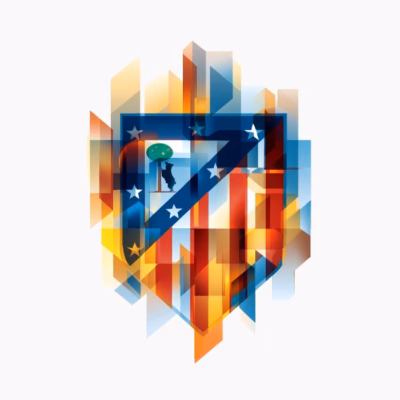 Reinterpretación cubista de escudo de futbol atletico