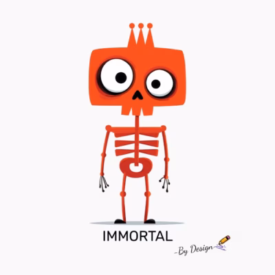 Camiseta Esqueleto Naranja IMMORTAL - By Design Diseño Único y Original