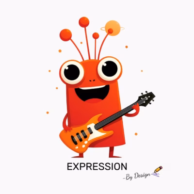 Alien Rojo con Guitarra EXPRESSION - By Design Diseño Divertido y Musical
