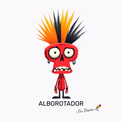 Personaje Punk Rojo ALBOROTADOR - Por Diseño Diseño Rebelde y Original