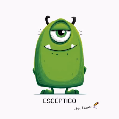 Monstruo Verde ESCÉPTICO - Por Diseño Diseño Divertido y Original