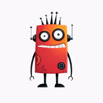 Robot Rojo y Naranja con Corona Diseño Unisex para Niños y Jóvenes