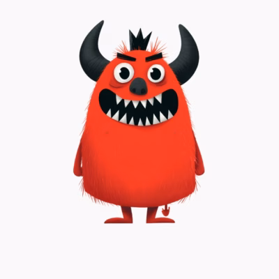 Monstruo Rojo Peludo con Cuernos Diseño Unisex para Niños y Jóvenes