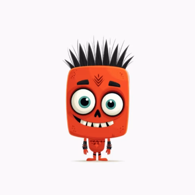 Esqueleto Rojo con Peinado Puntiagudo Diseño Unisex para Niños y Jóvenes