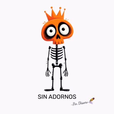 Esqueleto Naranja Sin Adornos | Diseño Irónico para Adultos con Humor