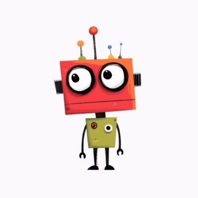 Robot Rojo y Verde Personaje Divertido para Niños y Jóvenes Diseño Original