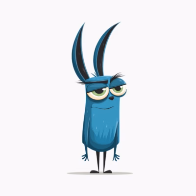 Conejo Azul con Actitud Personaje Divertido Infantil y Juvenil Diseño Original