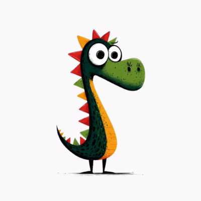 Dinosaurio Verde Divertido Estilo Infantil y Juvenil Diseño Original