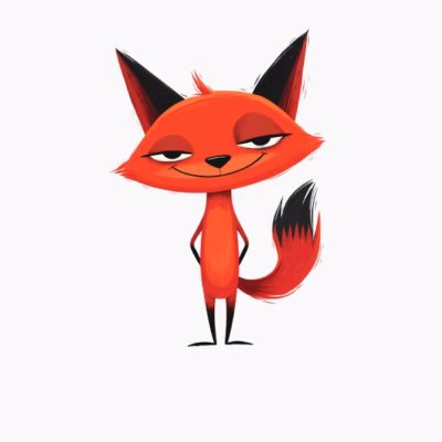 Zorro Rojo Pícaro Personaje Divertido para Niños y Jóvenes Diseño Original