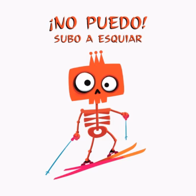Esqueleto Esquiador Divertido ¡No Puedo! Subo a Esquiar Diseño Original